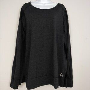 Reebok Top Womens XL Gray Breathable Long Sleeve Gym Workout Running Activewear